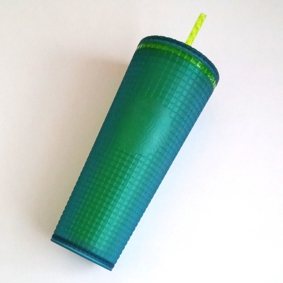 Beautiful Starbucks Green Iridescent Soft Touch Grid 24 oz Cold Cup Tumbler